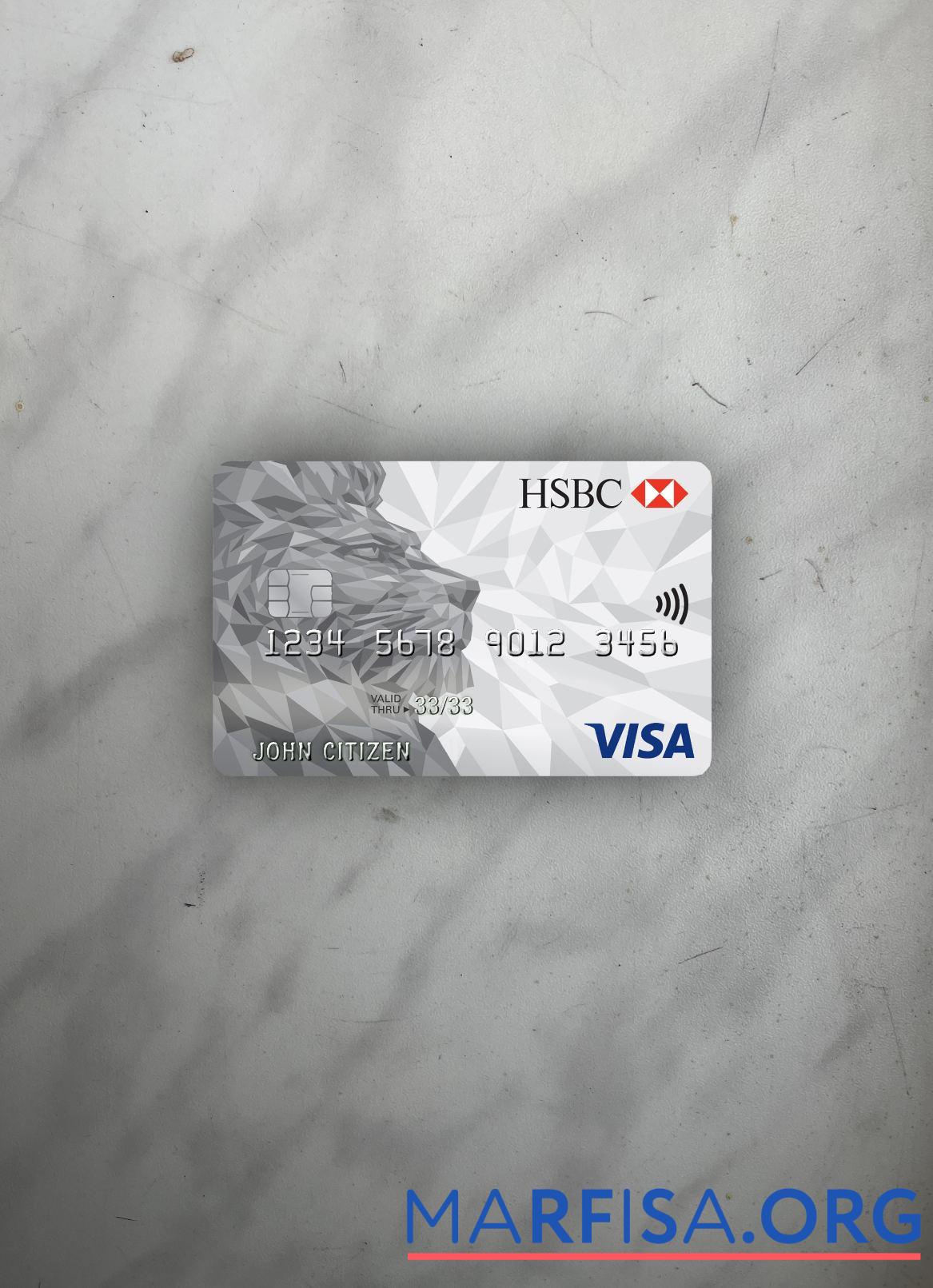 Printable United Kingdom HSBC visa classic card photolook front example